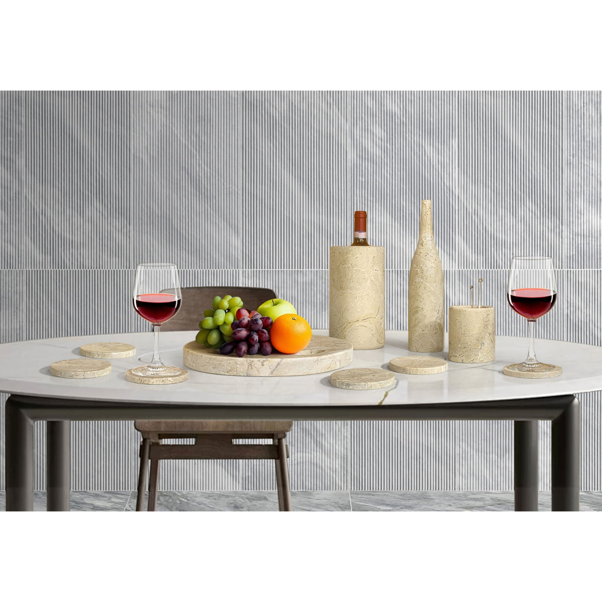 10 Pieces Luxury Natural Marble Dining Room Accessories Set
