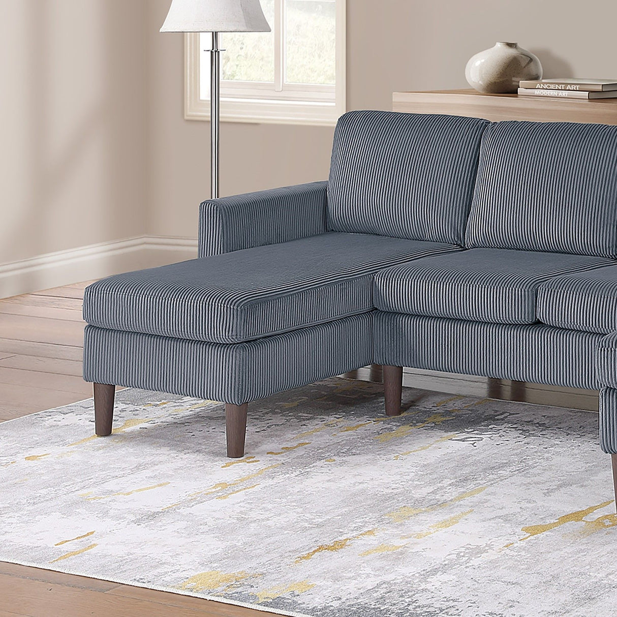 Sectional Set With Dual Chaises And Square Arms
