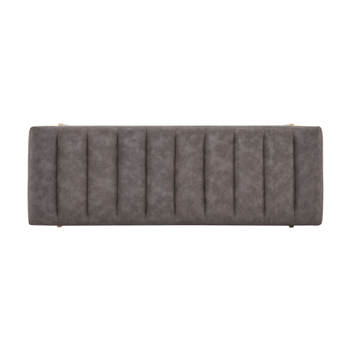 Thorian - Luxury Upholstered Ottoman Bench With Channel Tufting And Metal Base - Gold / Gray