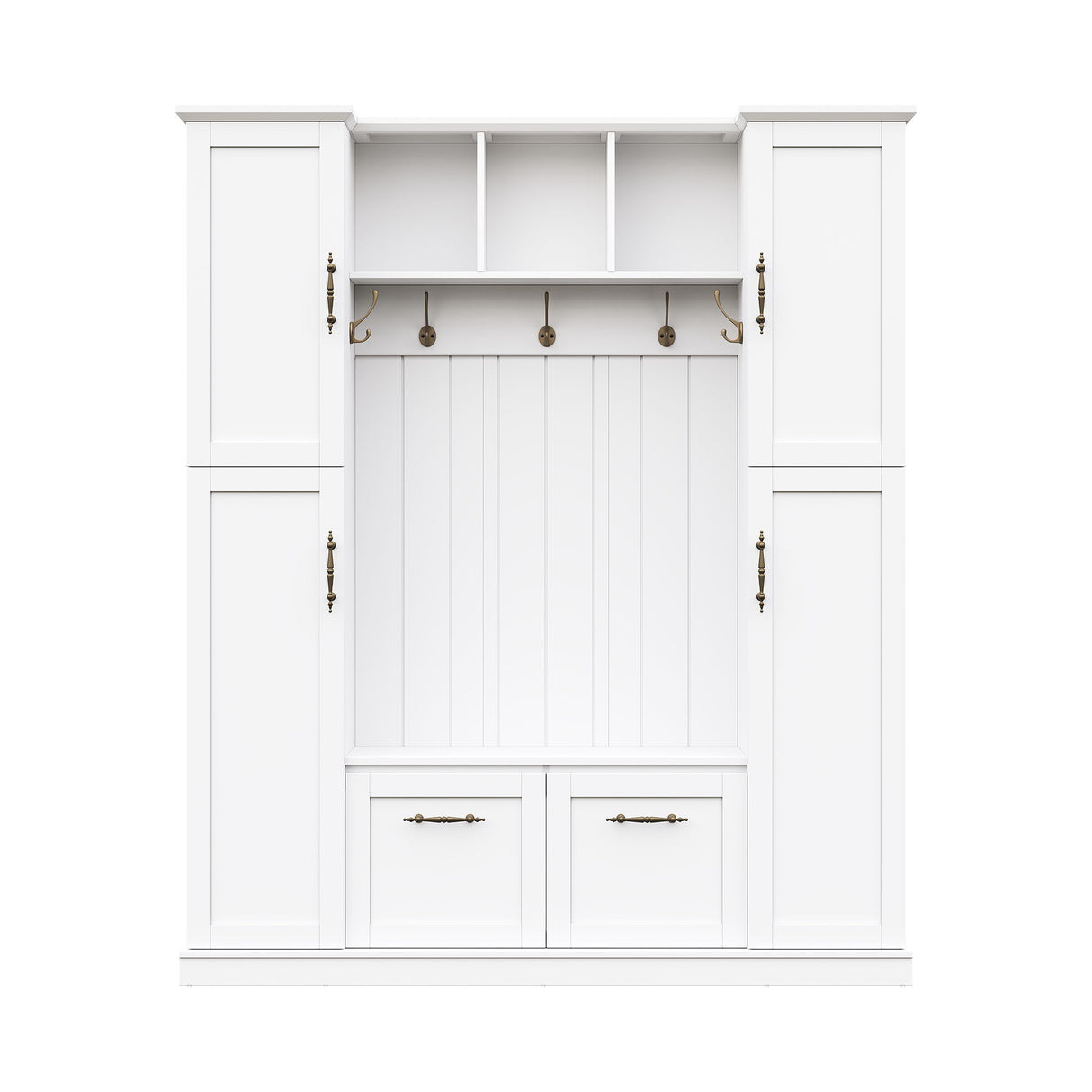 Hall Tree With 4 Side Cabinets