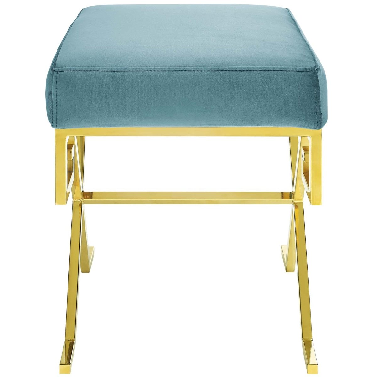15 Inch Whimsical Greek Key Performance Velvet Bench - Benches available at Alpine Outlets in Denver