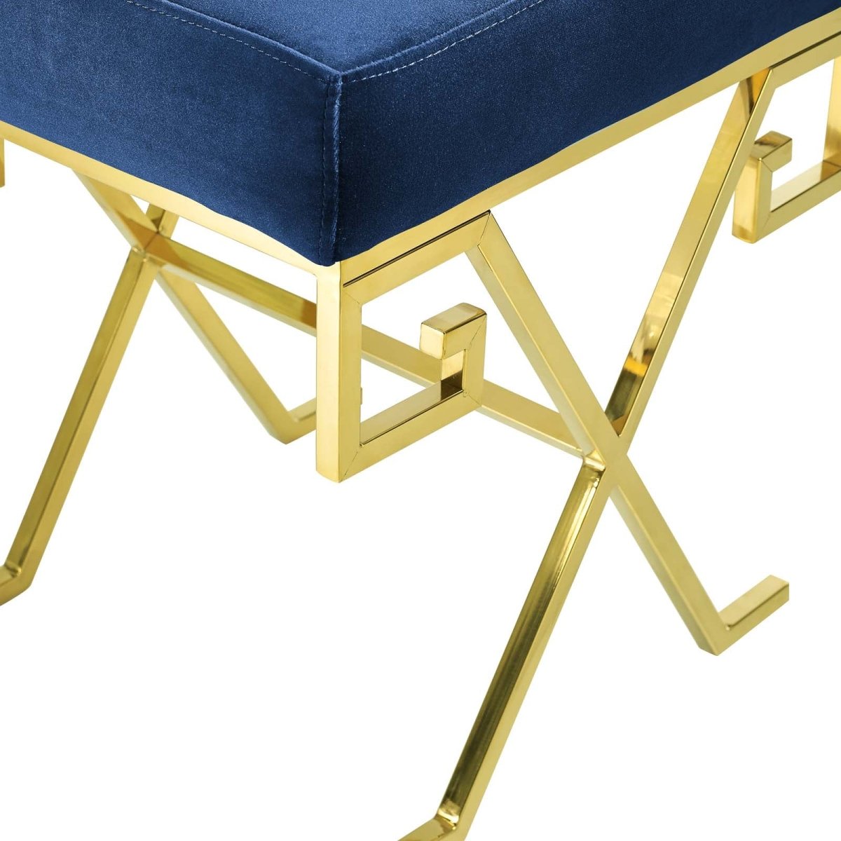 15 Inch Whimsical Greek Key Performance Velvet Bench - Benches available at Alpine Outlets in Denver