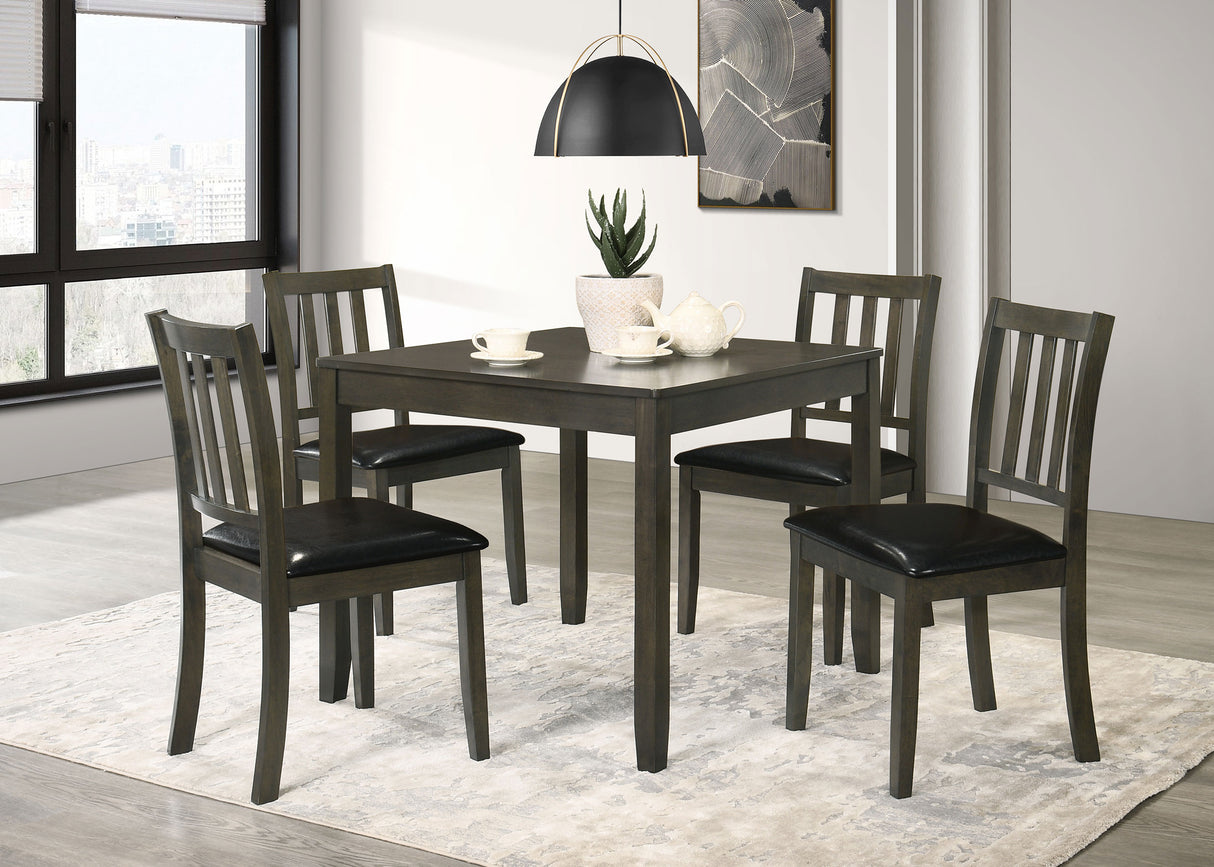 Parkwood 5-Piece Square Dining Set in Dark Ash Brown
