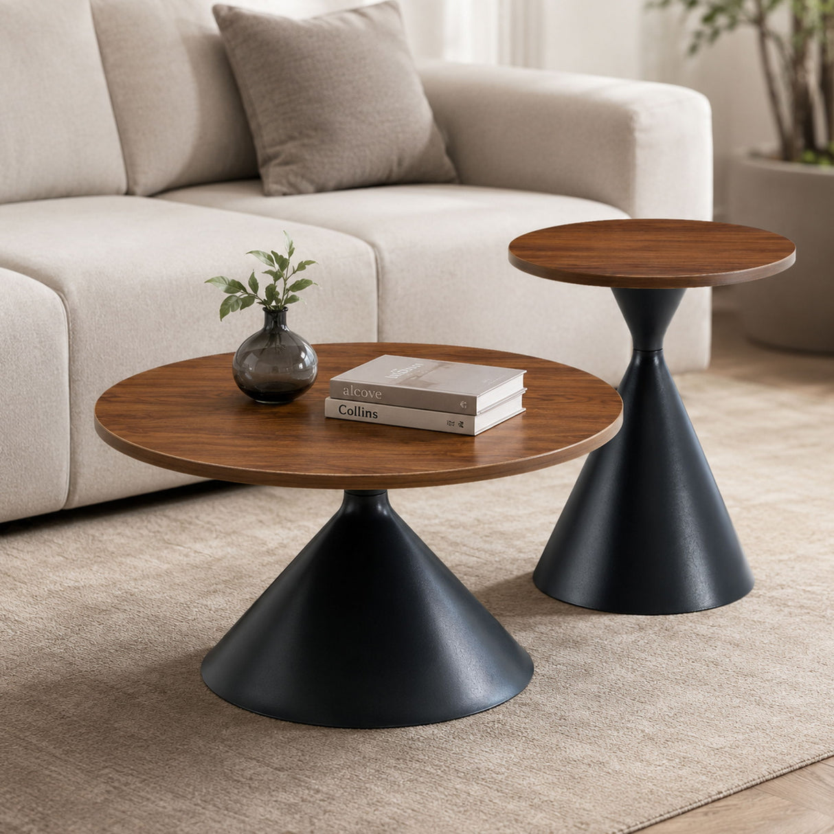 2 Piece Coffee Round Table Set