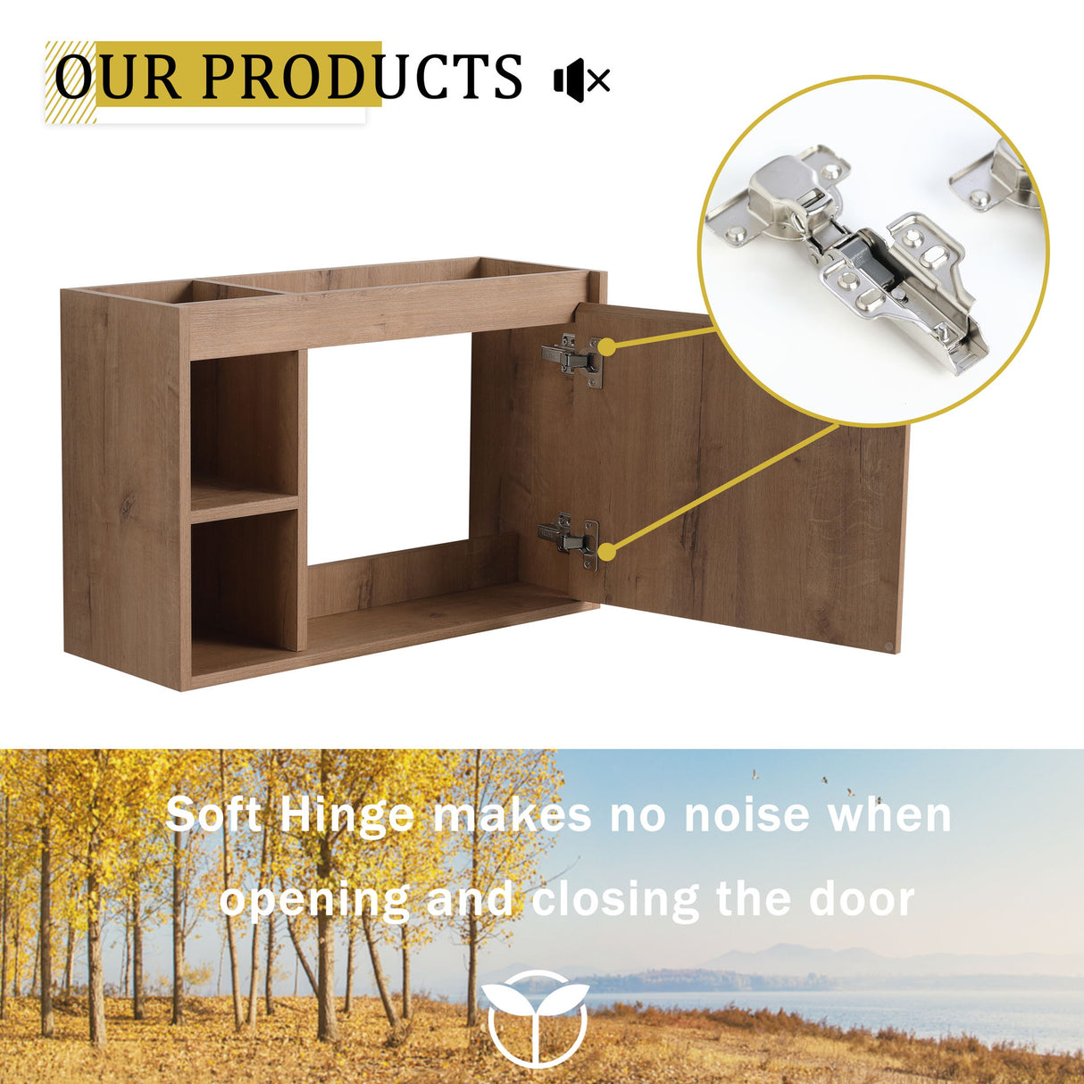 Sleek Design Freestanding Bathroom Vanity With Sink, Soft Close Door