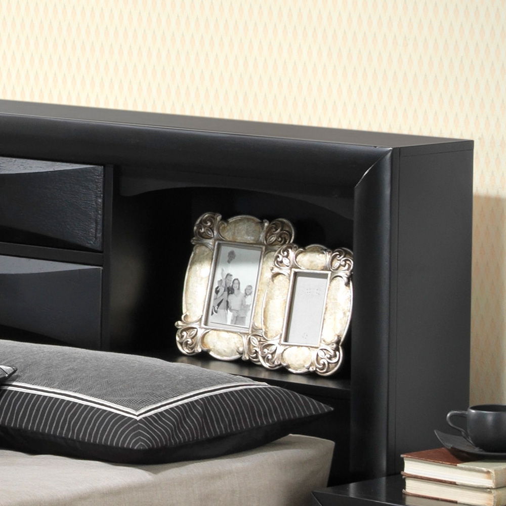 Modern Design Storage Bed With Bookcase Headboard
