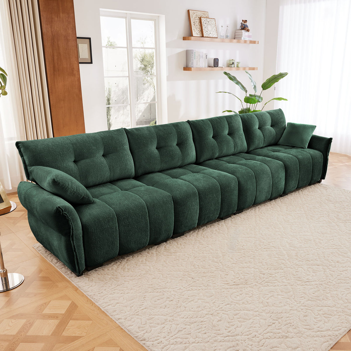 Modern Sofa & Pillows, Textured Cover, High Rebound Cushions
