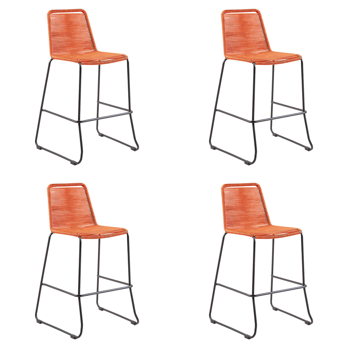 Shasta - 30" Outdoor Metal And Rope Stackable Barstool