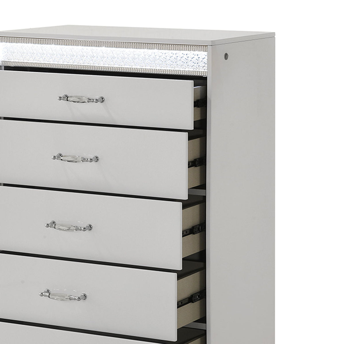 Glam - 5 Drawer Chest With LED Lighting - White