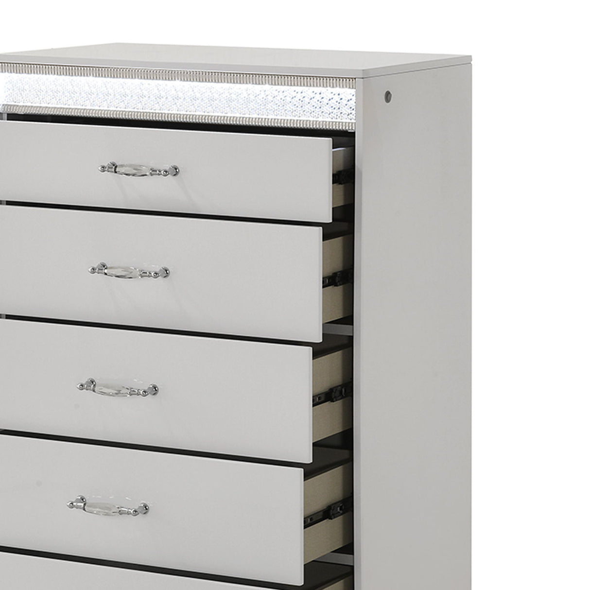 Glam - 5 Drawer Chest With LED Lighting - White
