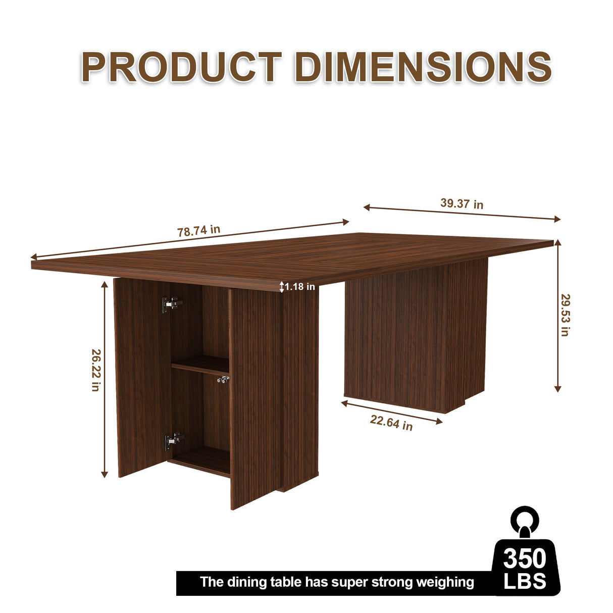 Rectangular Dining Table With Storage Base - Walnut