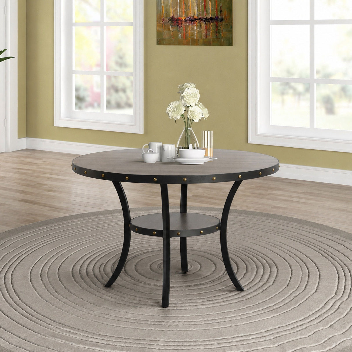 Crispin - Round Dining Table - Gray