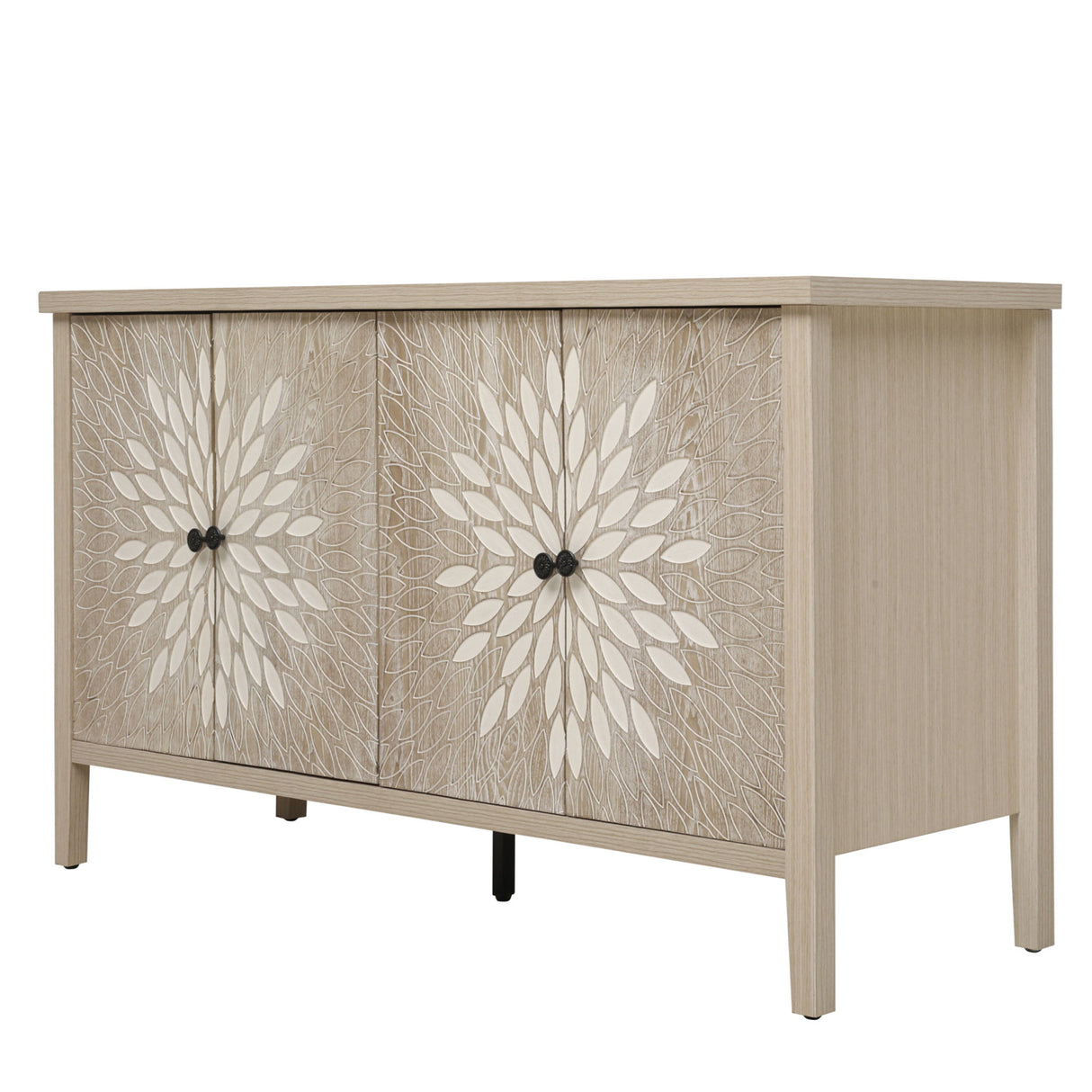 Sideboard Buffet Cabinet Carved 4 Door Storage 58in x 32in