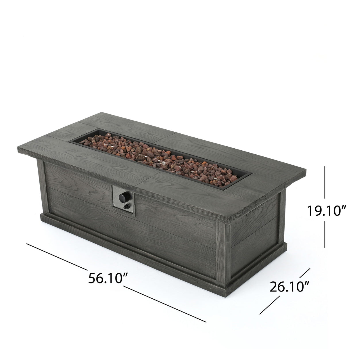 Transitional Rectangular Outdoor Propane Fire Pit Table 56x19in