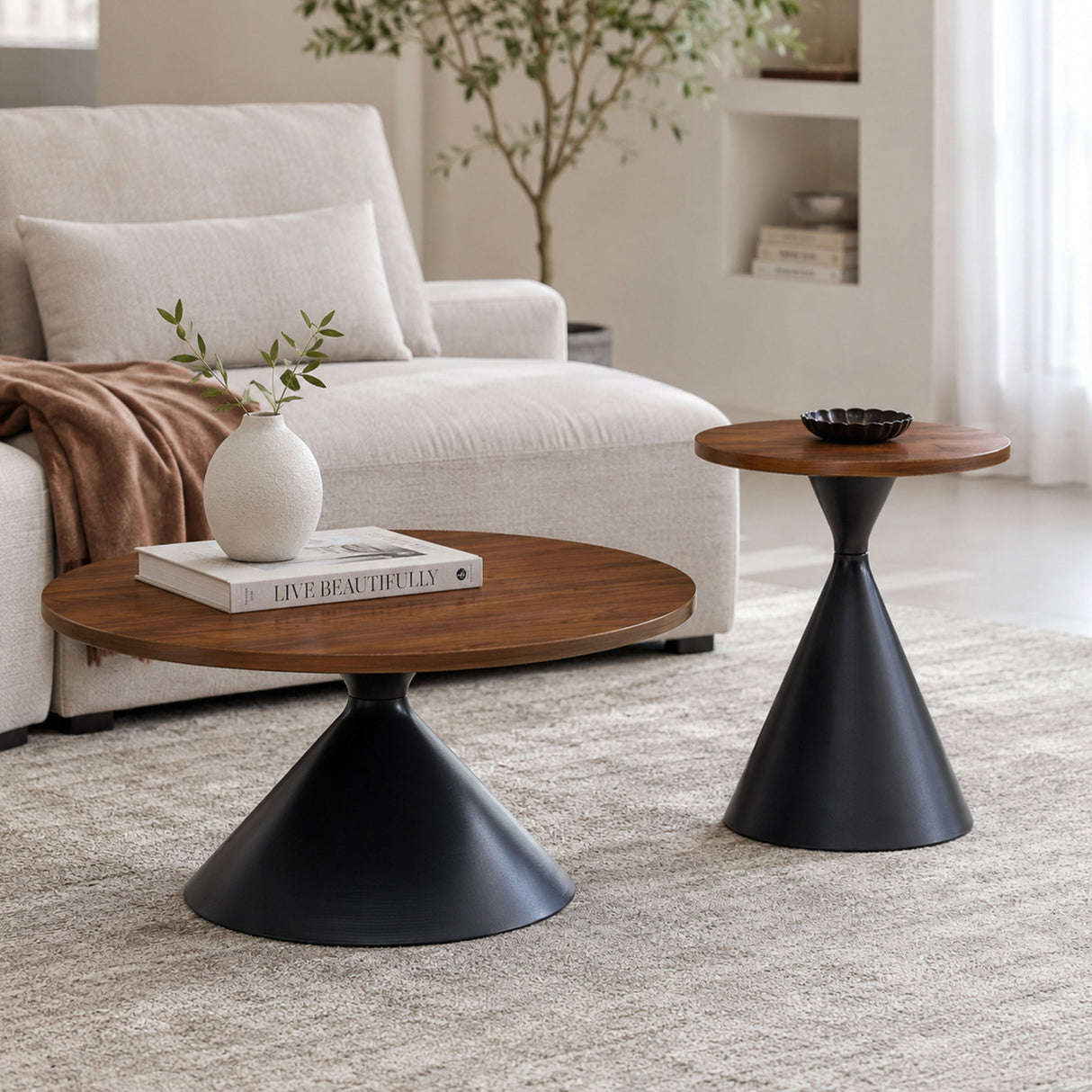 2 Piece Coffee Round Table Set