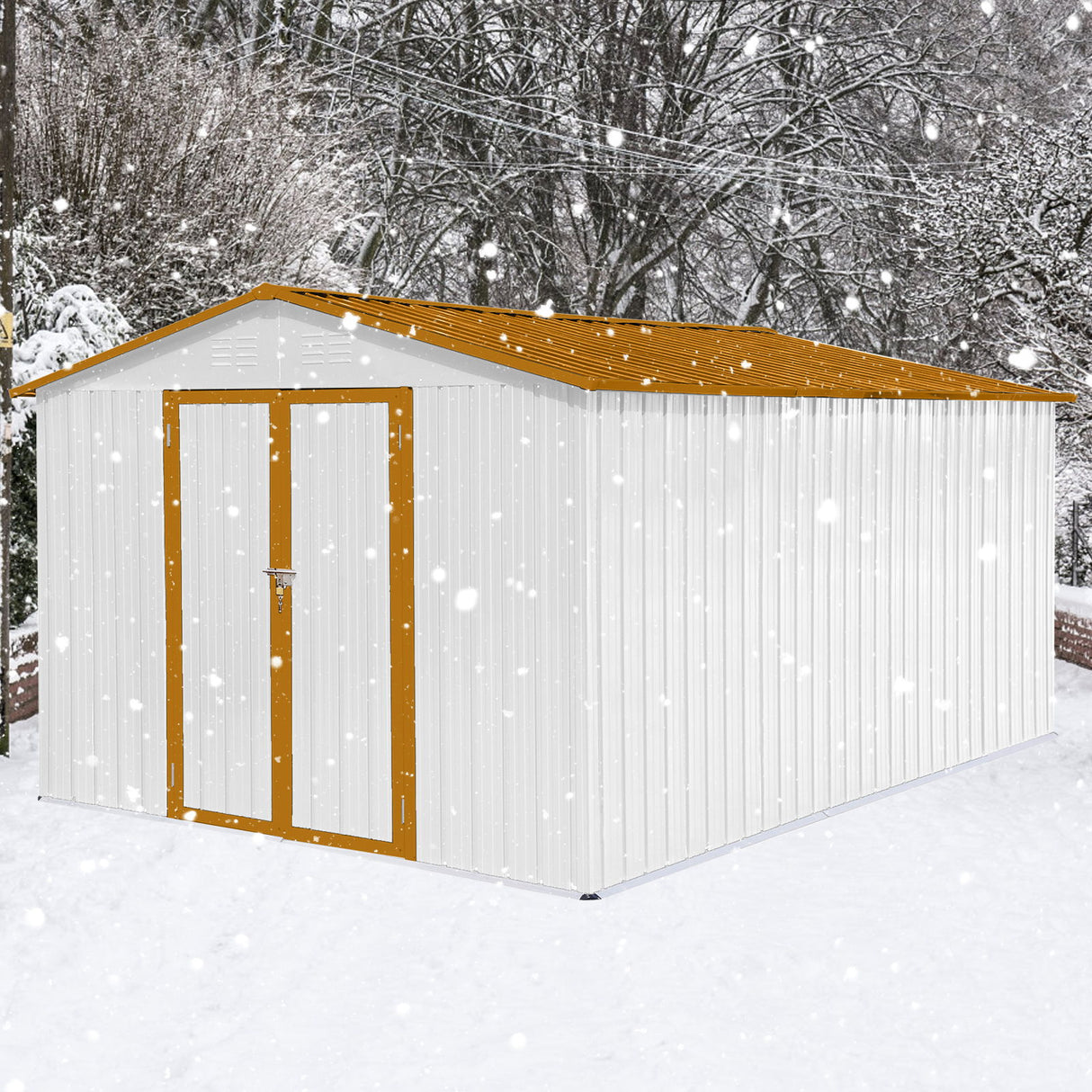 Garden Shed Outdoor Storage Building Waterproof Metal Frame 10x12ft