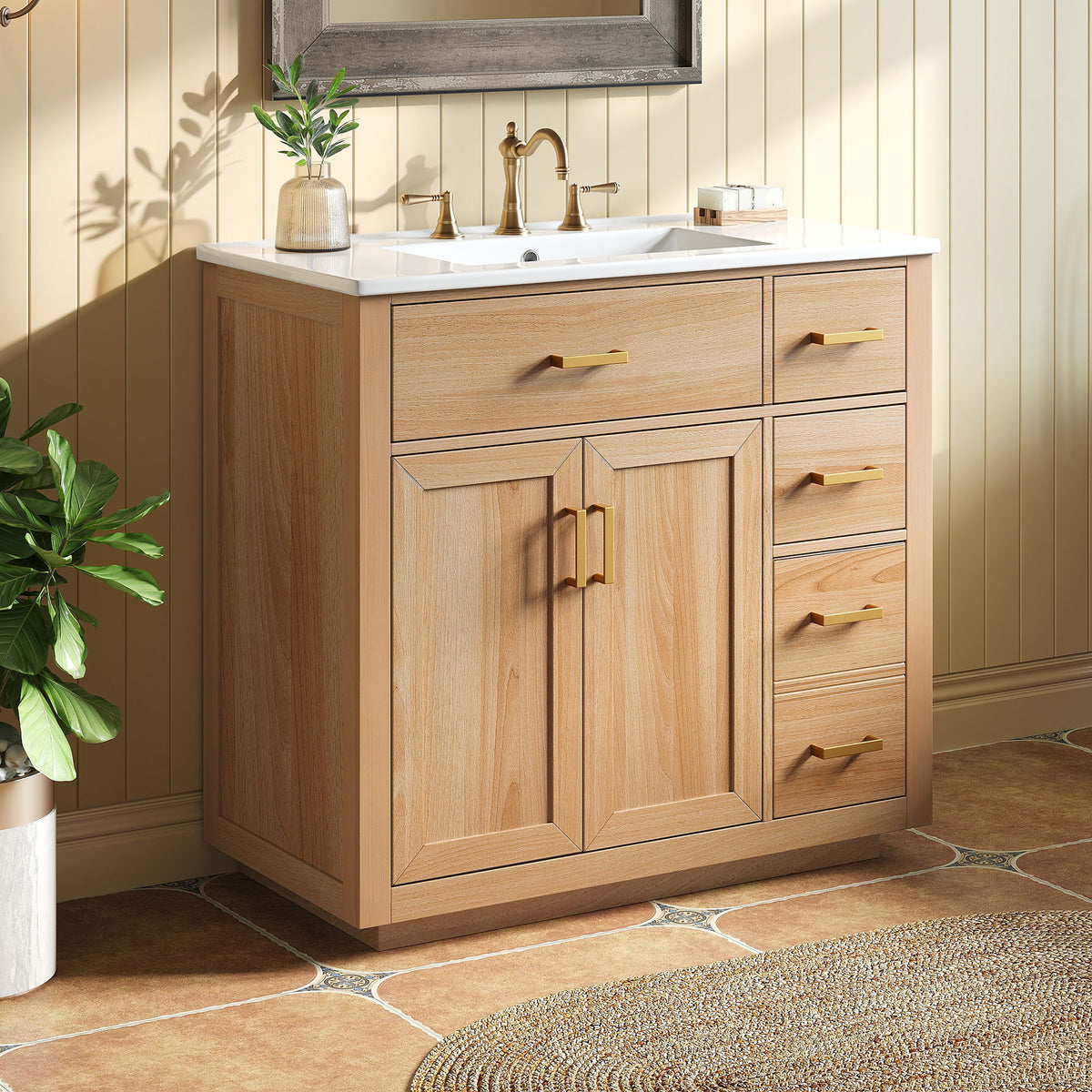 Bathroom Vanity & Sink, Soft Close Doors & Drawers - Wood