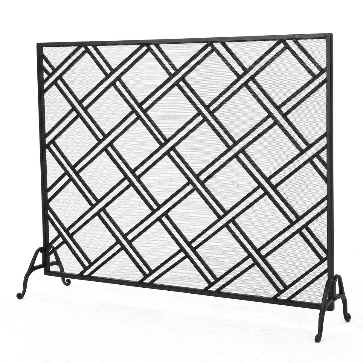 Elegant Design Fire Screen Protective Barrier Iron - Black