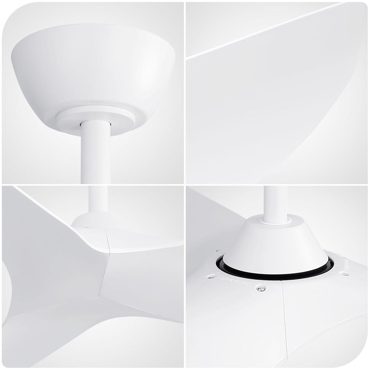 Ceiling Fan Without Light, DC Motor Remote Control Fan For Indoor / Outdoor Use - White