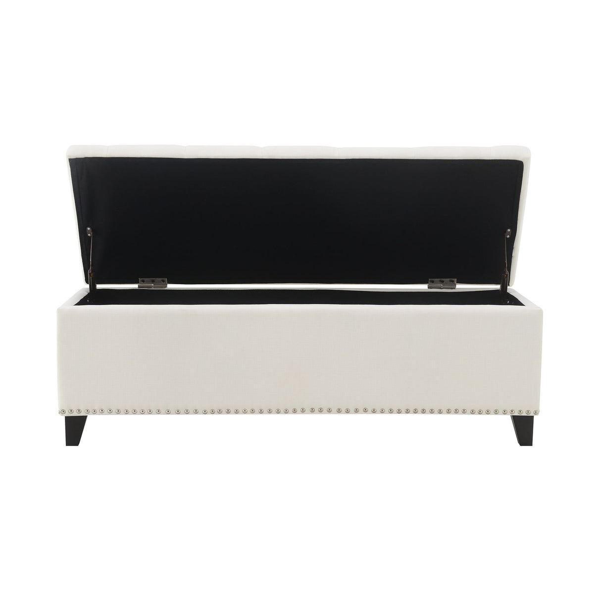 Button-Tufted Storage Ottoman With Safety Close Hinge