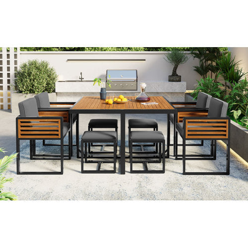 9-Pieces Acacia Wood Patio Dining Set