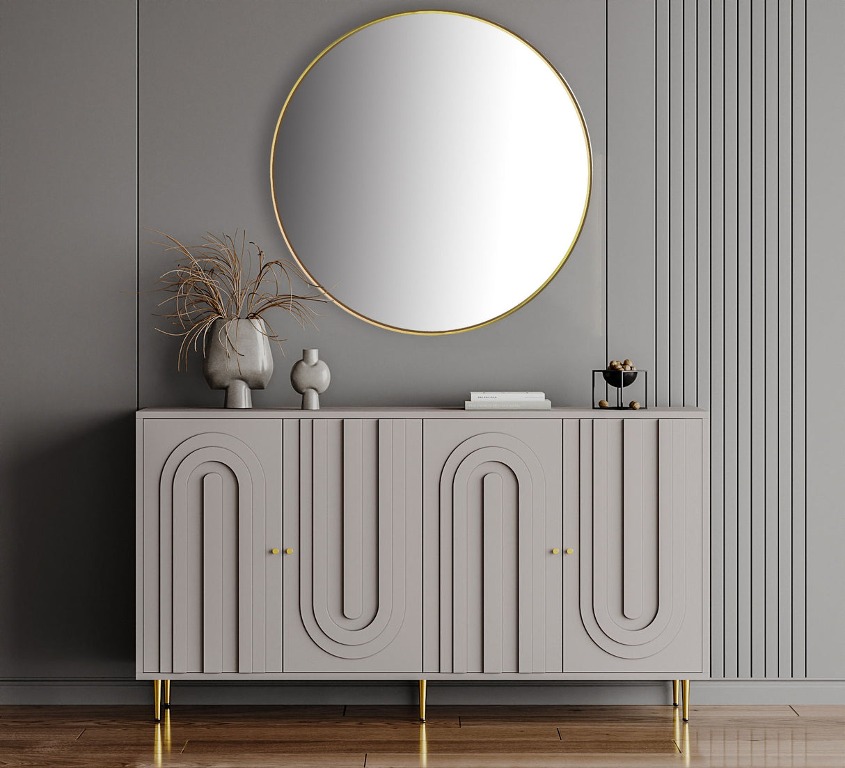 Modern 4 Door Sideboard Buffet Server Cabinet 60in x 33in