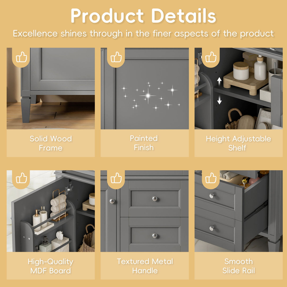 Bathroom Vanity With Top Sink, 2 Drawers, Tip Out Drawer