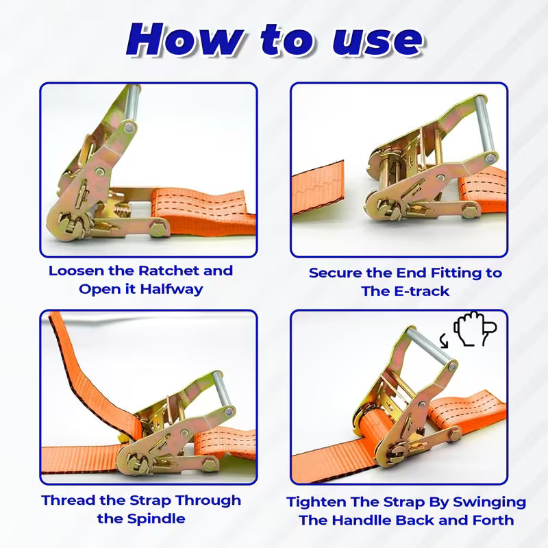 Heavy-Duty 4000LB J-Hook Fitting 1.5" ×15' Ratchet Straps | Secure Tie-Downs