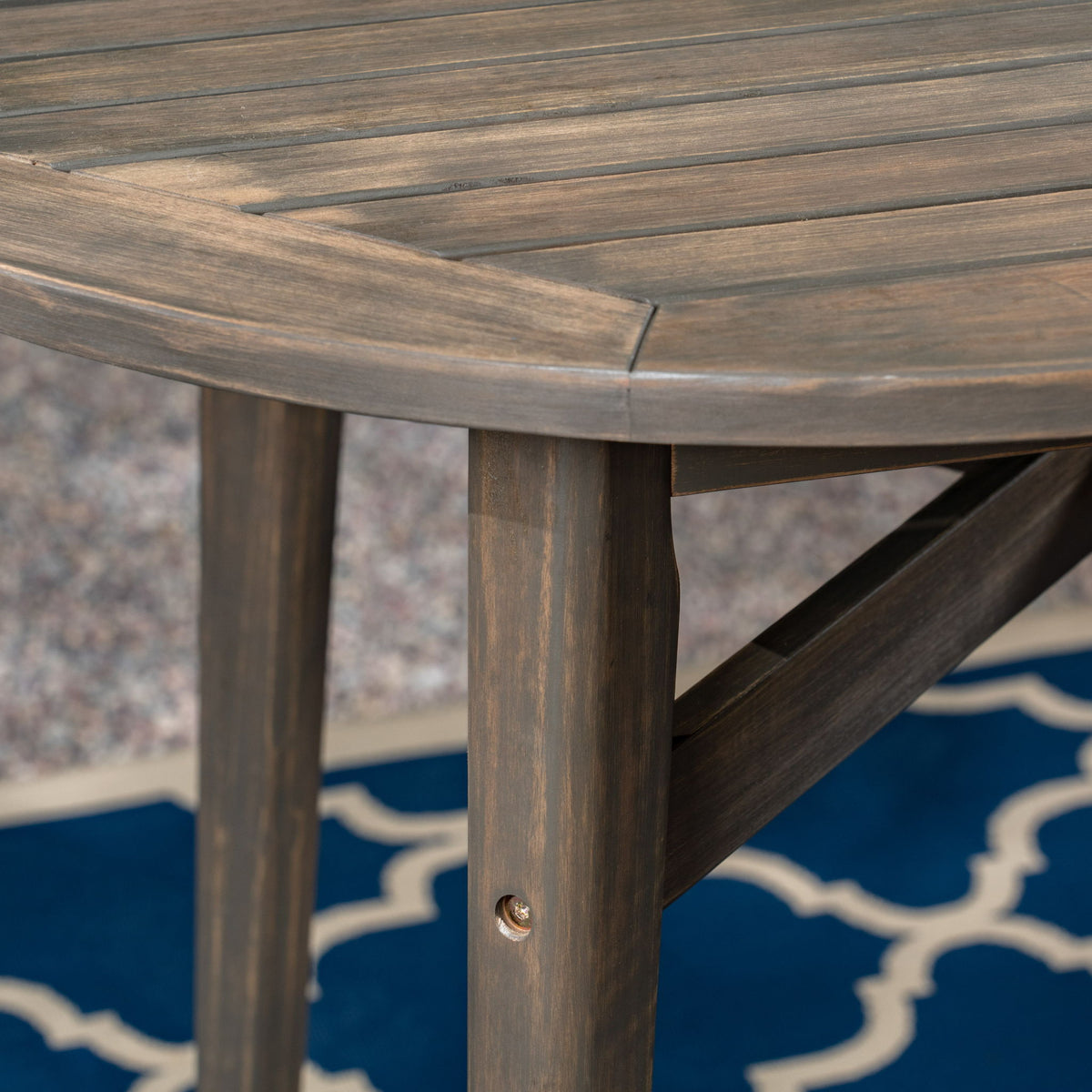 Outdoor Acacia Wood Bar Table With Slat Top