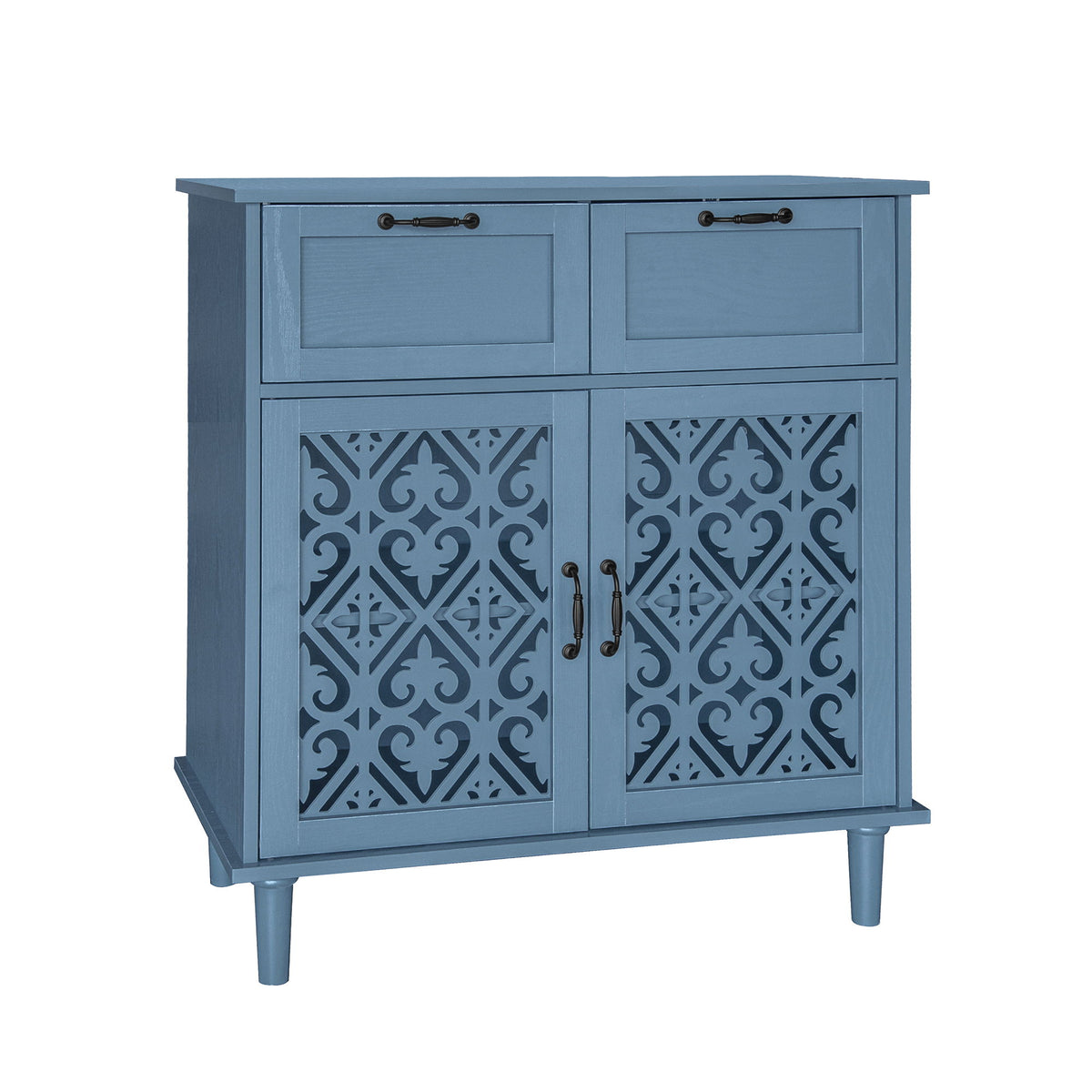 2 Door 2 Drawer Cabinet, American Furniture, Suitable For Bedroom, Living Room, Study - Blue
