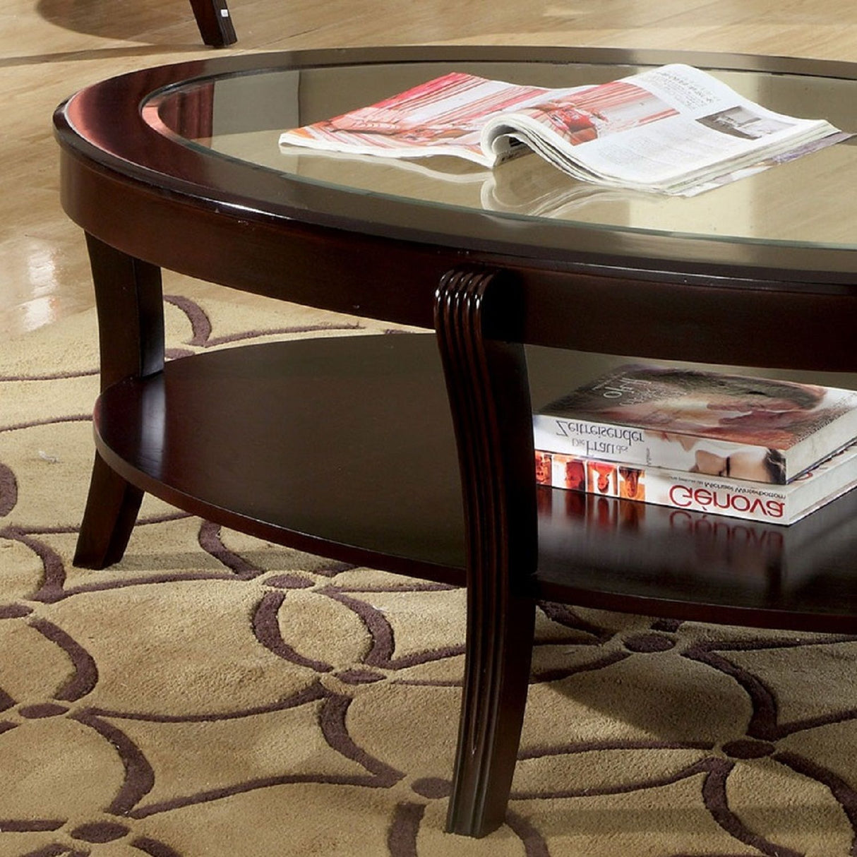 Contemporary Table With Open Lower Shelf