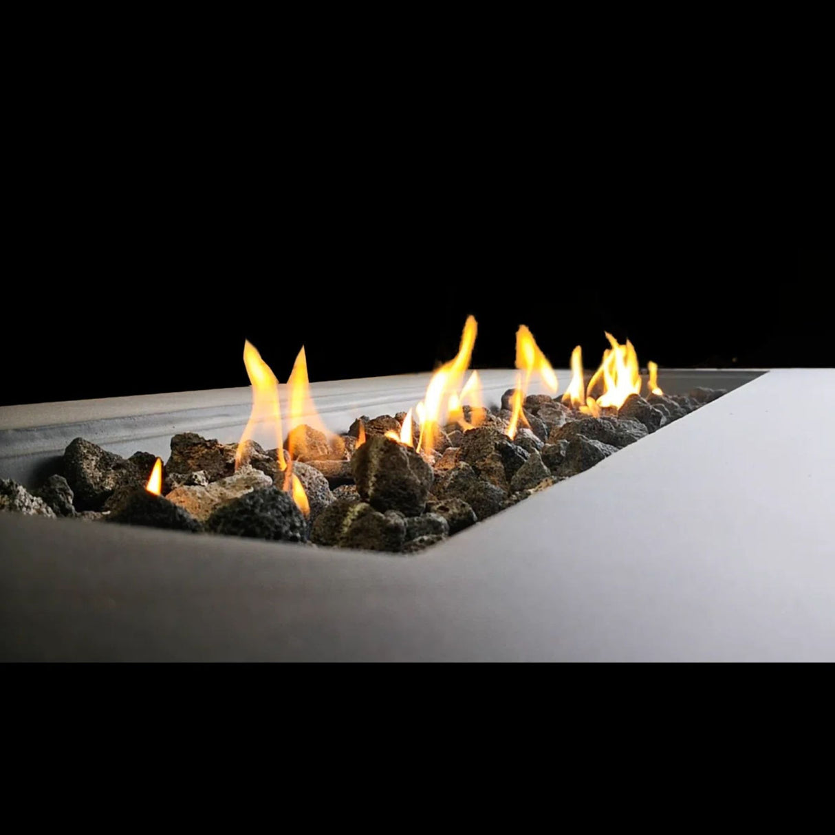 Propane Fire Pit Table Outdoor Heater Concrete 42x16in Dark Gray