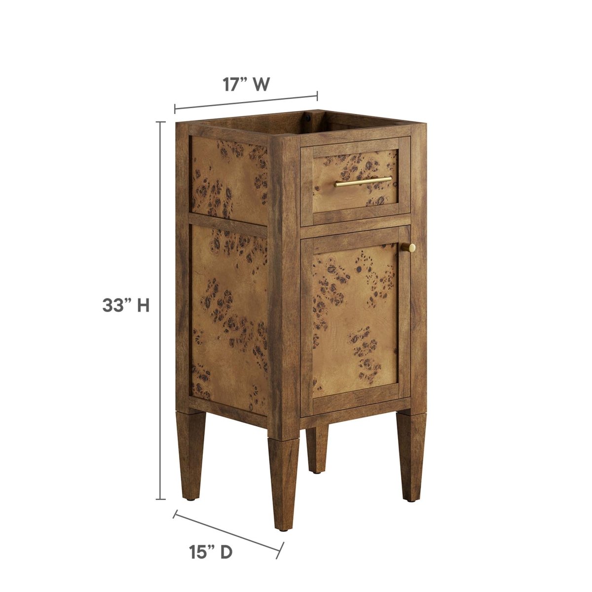 18" Brown Wood Bathroom Vanity Cabinet (Sink Basin Not Included) - Bathroom Fixtures - Alpine Outlets