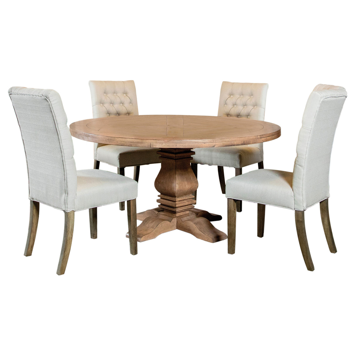 Florence 5-Piece Round Dining Table Set, Rustic Honey