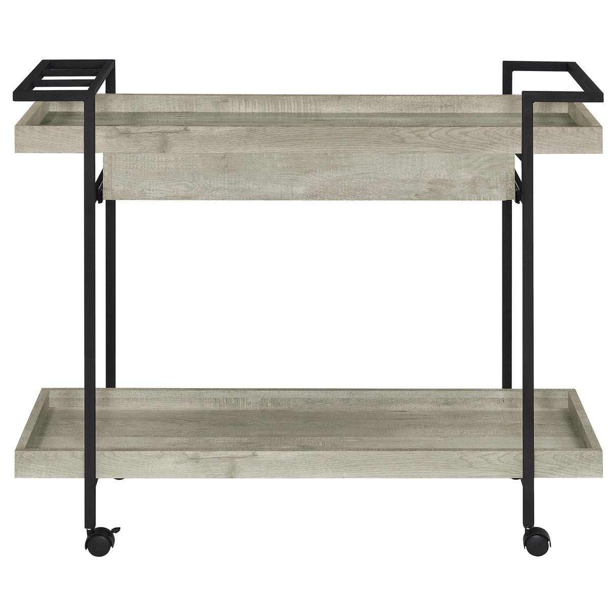 Ventura 1-Drawer Grey Driftwood Bar Cart with Casters