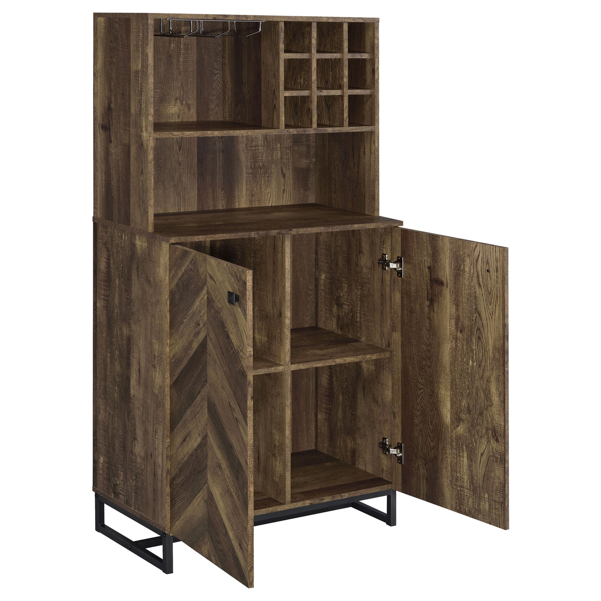 Mendoza 2-Door Wine Cabinet, Rustic Oak