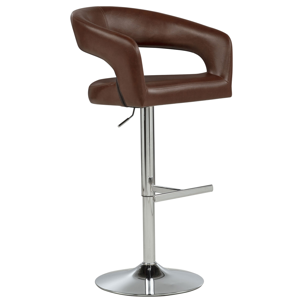 Travia Cocoa Brown Leatherette Adjustable Bar Stool