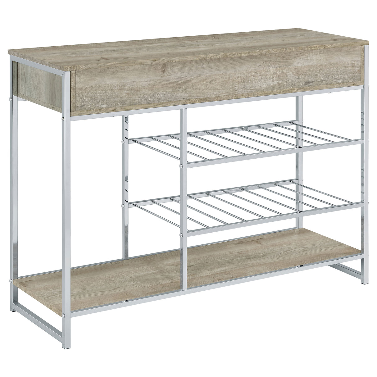Melrose 2-Drawer Home Bar Storage with Wine Rack, Grey Washed Oak