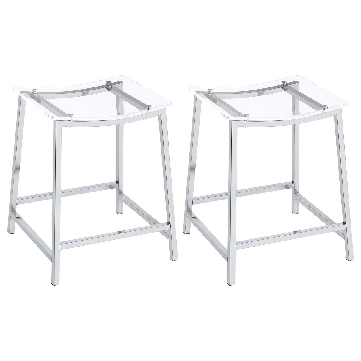 Jovani Acrylic Backless Counter Stool Chrome, Set of 2