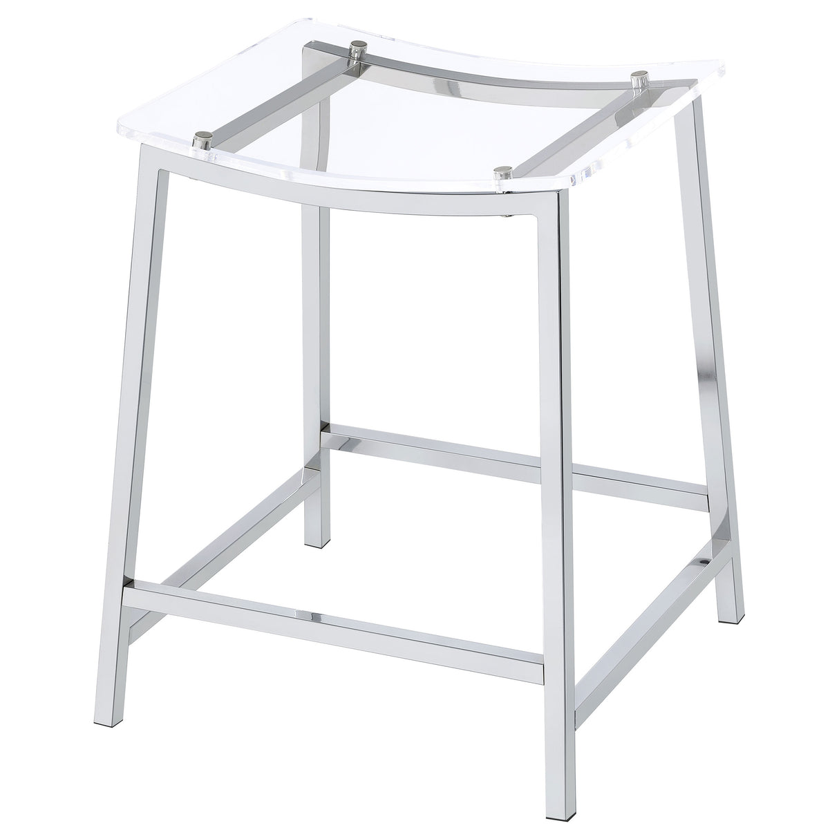 Jovani Acrylic Backless Counter Stool Chrome, Set of 2