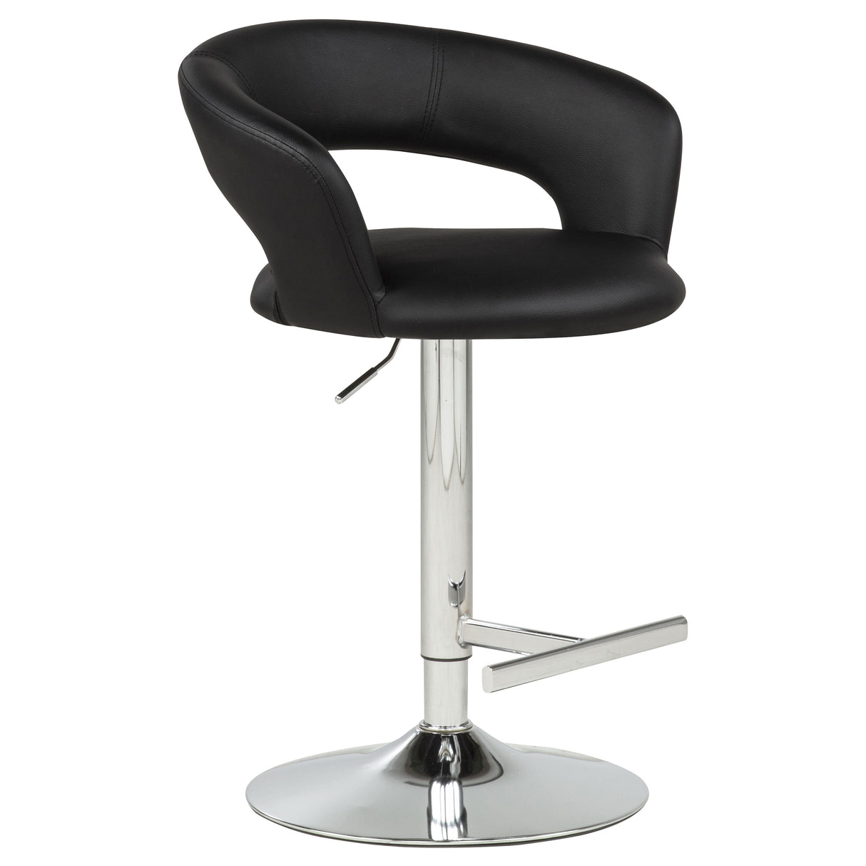 Travia Adjustable Leatherette Swivel Bar Stool, Black and Chrome