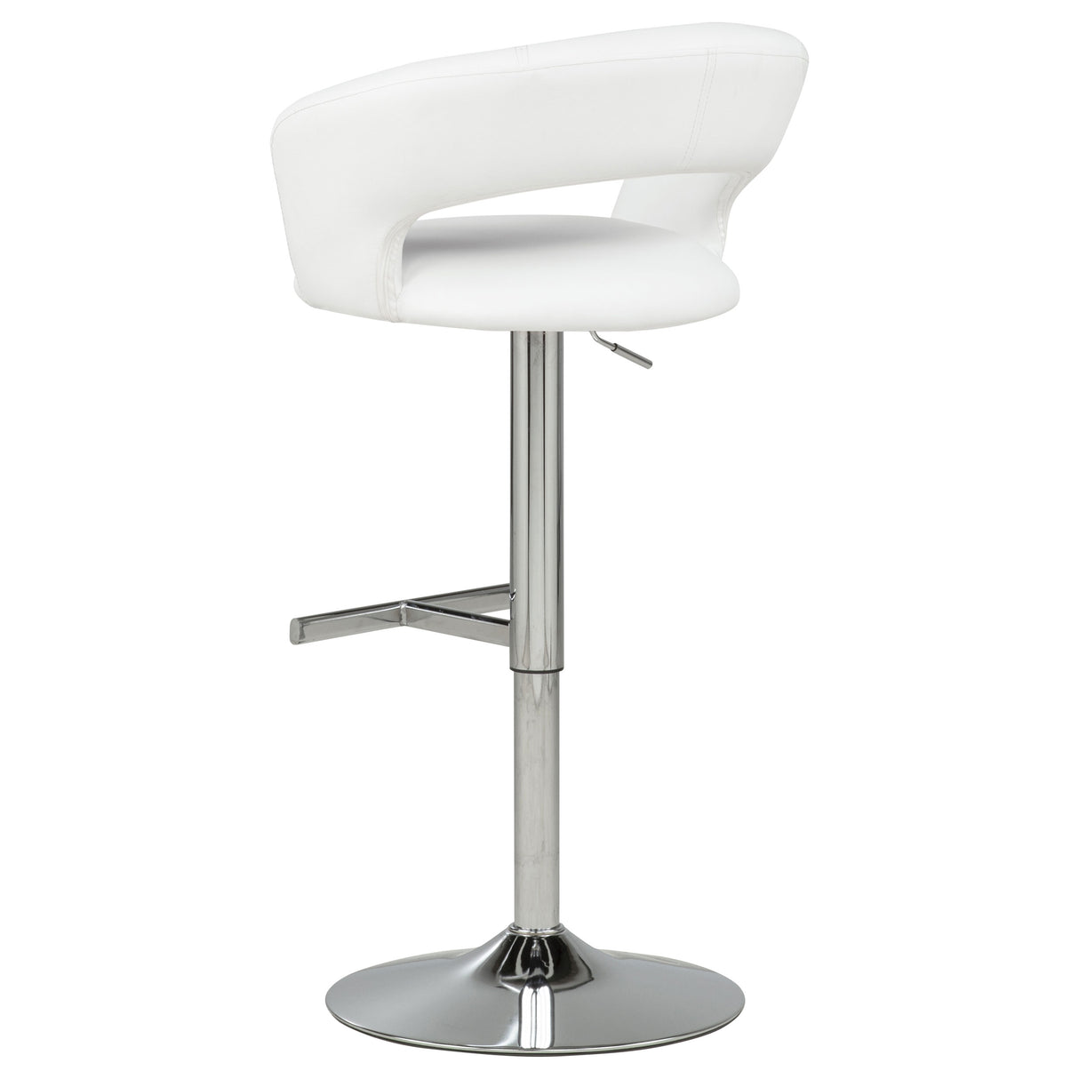 Travia Adjustable Leatherette Swivel Bar Stool, White and Chrome