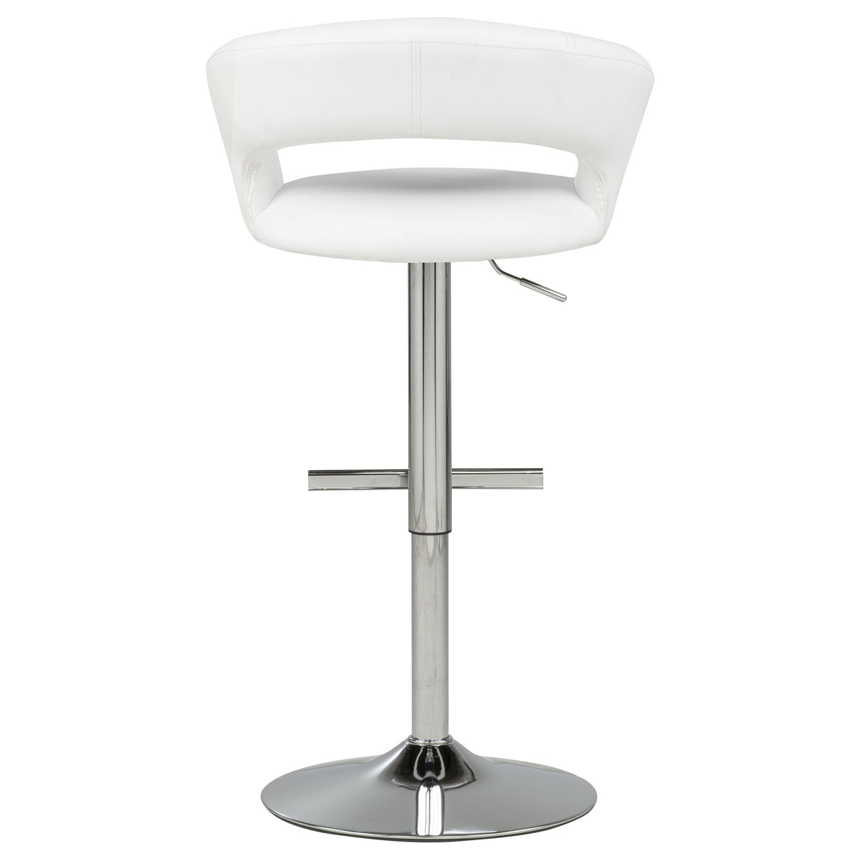 Travia Adjustable Leatherette Swivel Bar Stool, White and Chrome
