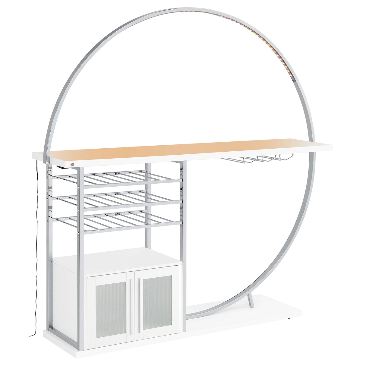 Risley 2-Door Circular LED Wine Cabinet White High Gloss