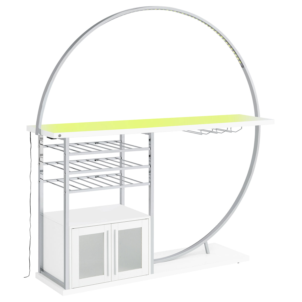 Risley 2-Door Circular LED Wine Cabinet White High Gloss