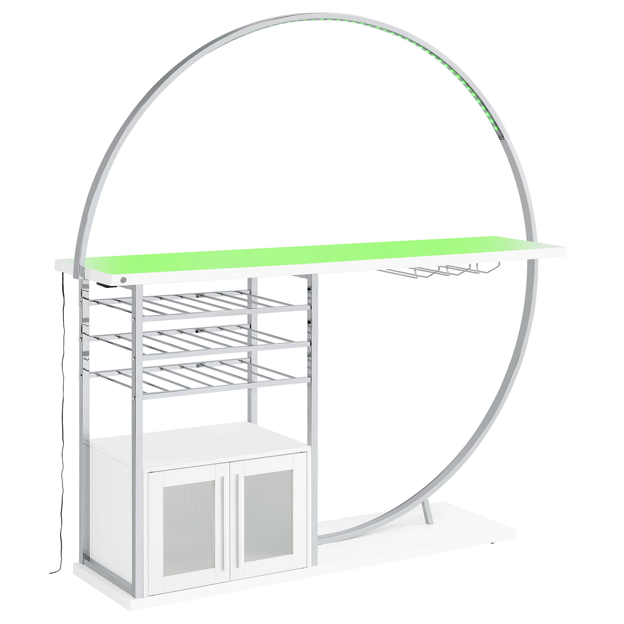 Risley 2-Door Circular LED Wine Cabinet White High Gloss