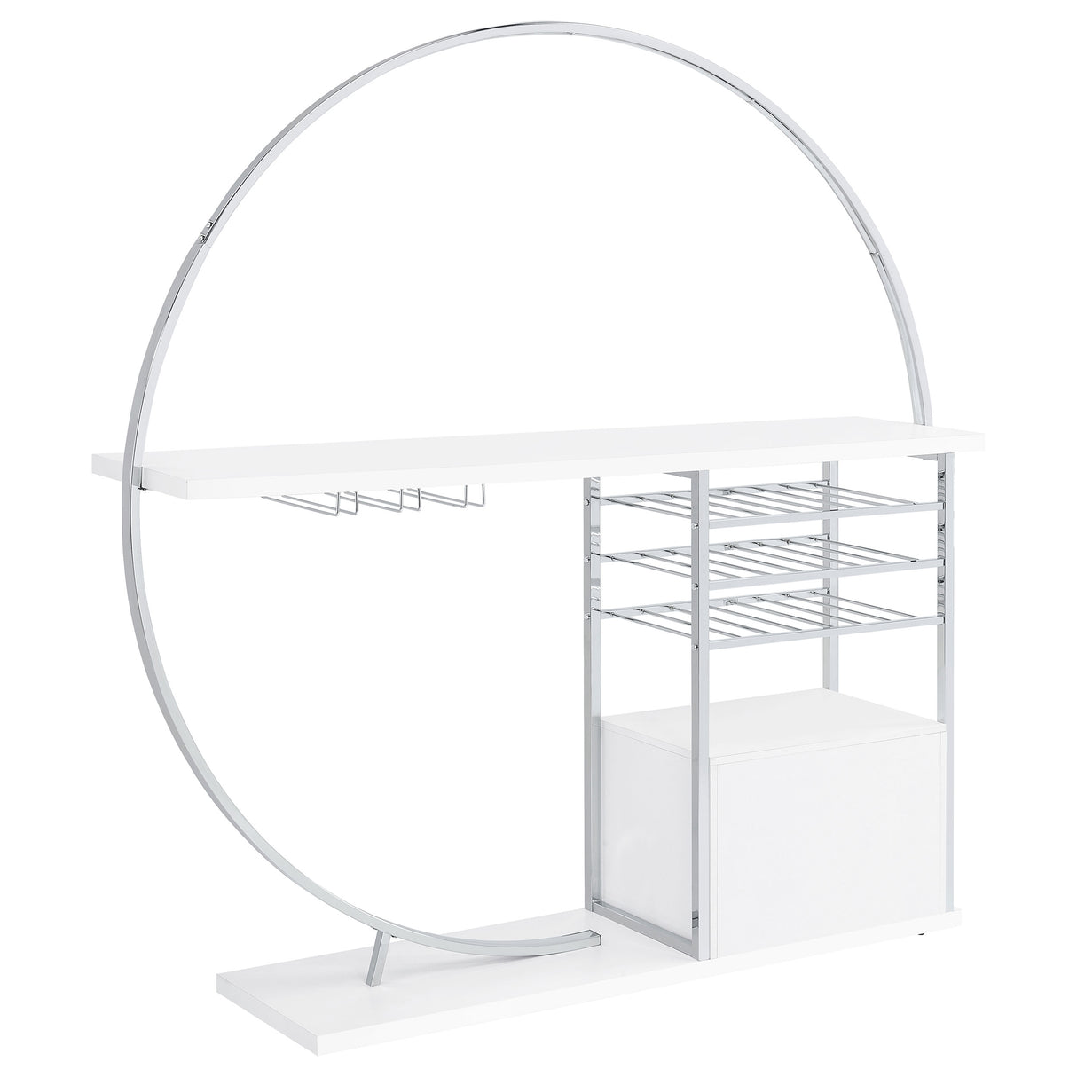 Risley 2-Door Circular LED Wine Cabinet White High Gloss
