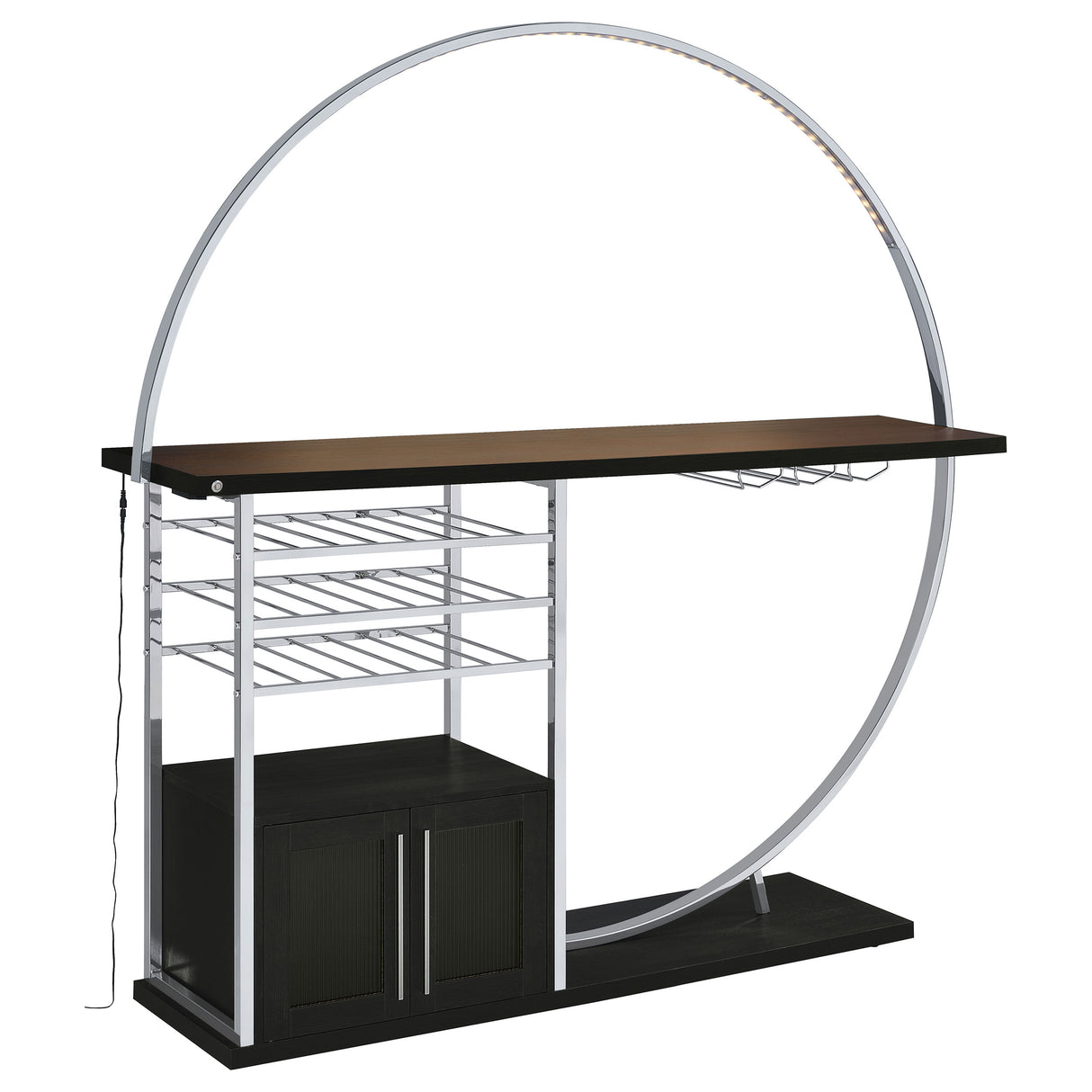 Risley 2-Door Circular LED Wine Cabinet Dark Charcoal