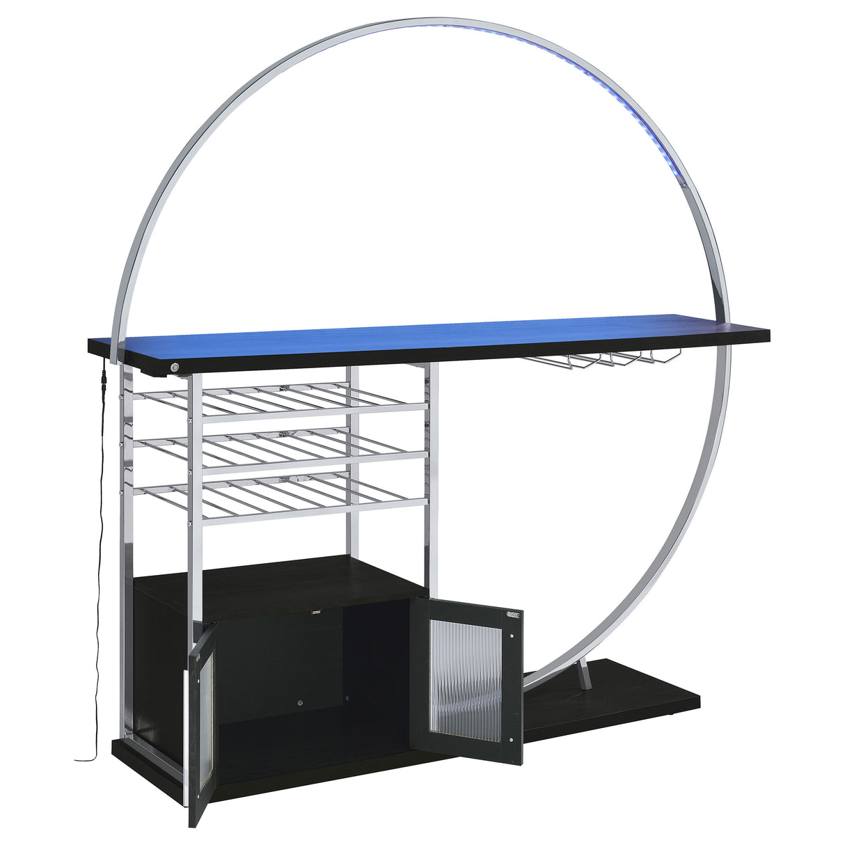 Risley 2-Door Circular LED Wine Cabinet Dark Charcoal