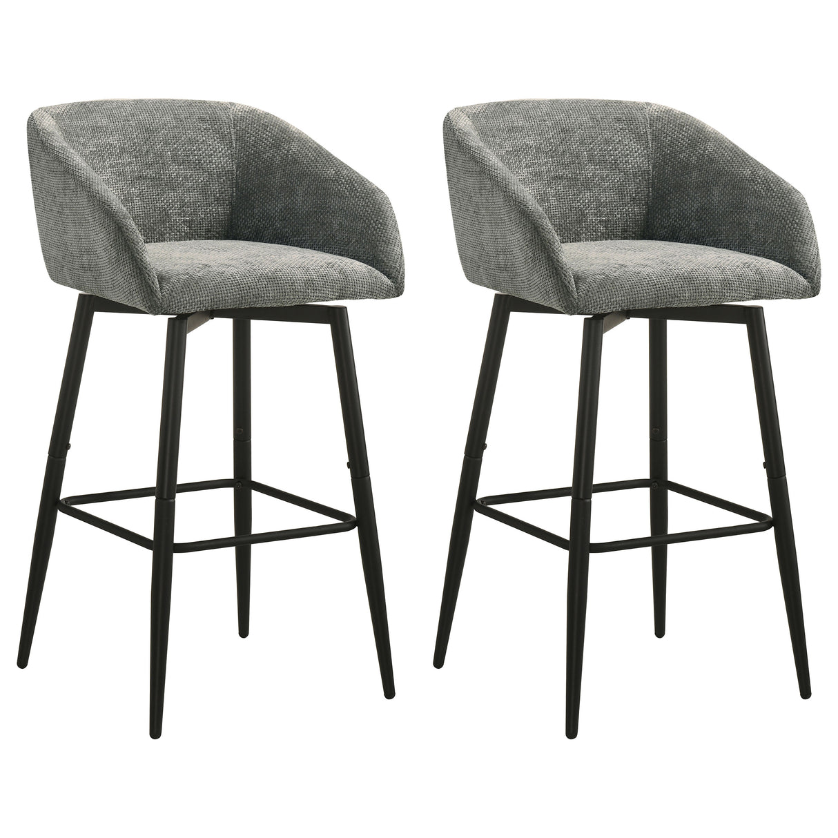 Rainer Charcoal Fabric Swivel Bar Chairs, Set of 2